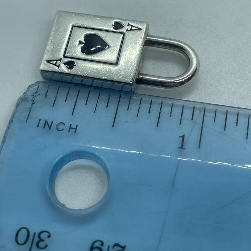 Tiffany & Co. Rare Ace of Spades Black Enamel Padlock Pendant Charm - Picture 12 of 12